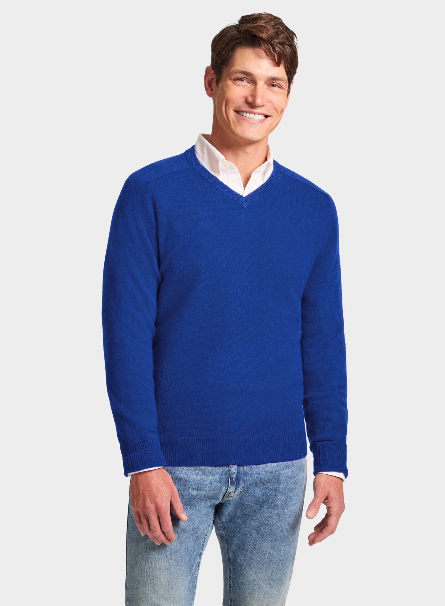 Cashmere V Neck in Ultra Blue