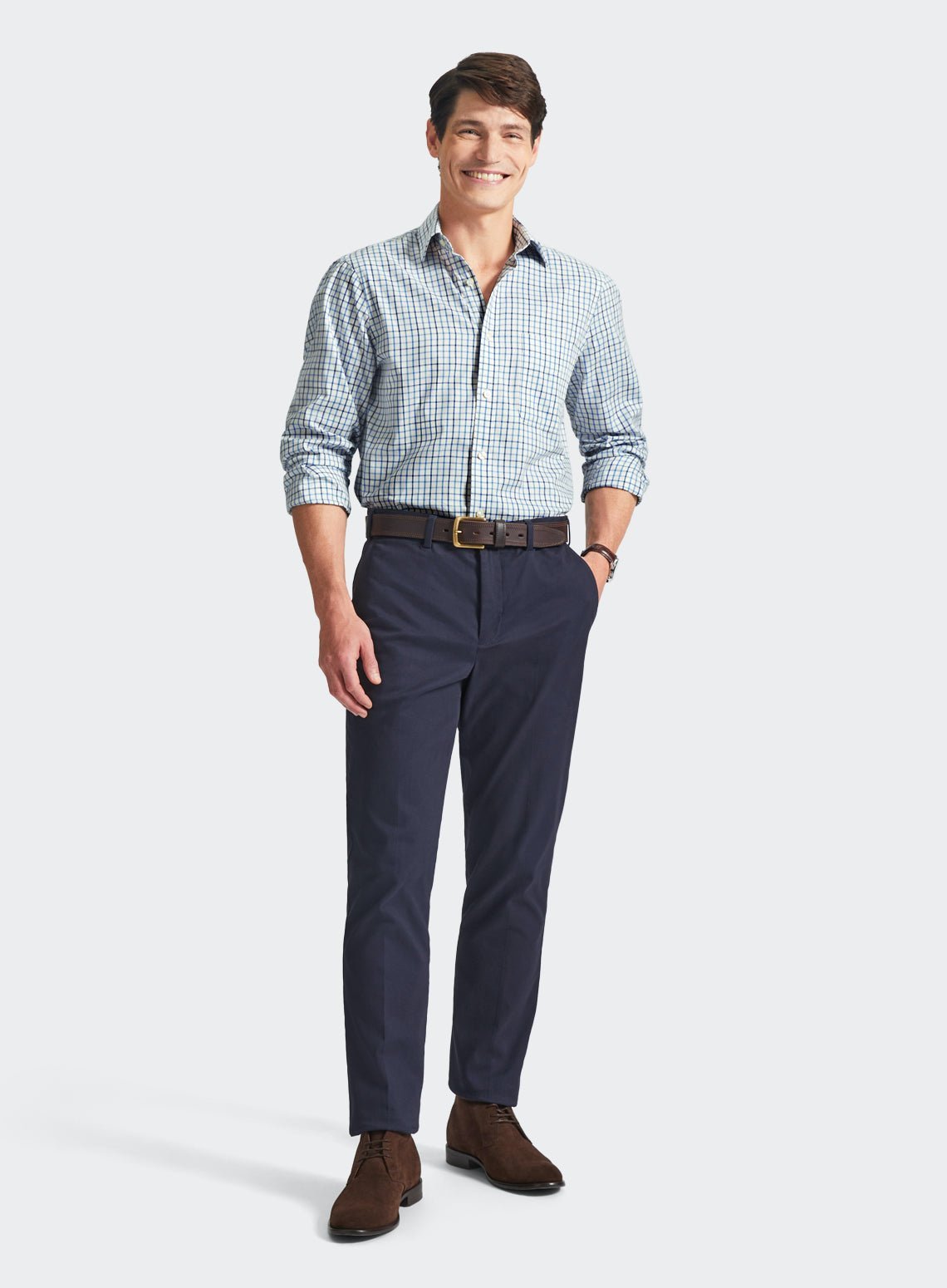 Classic Tattersall Shirt in Blue Check