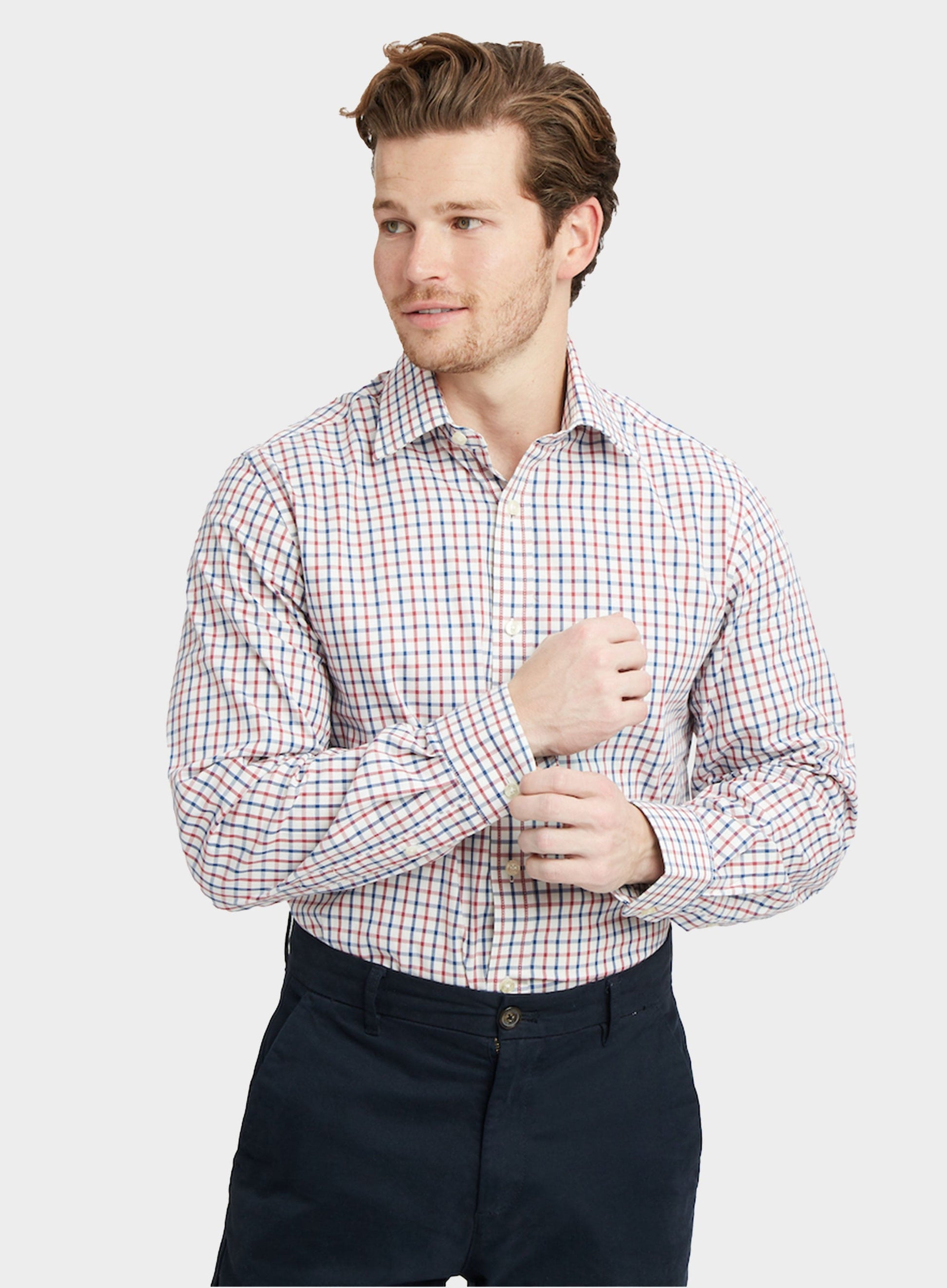 Classic Tattersall Shirt in Red and Navy Check