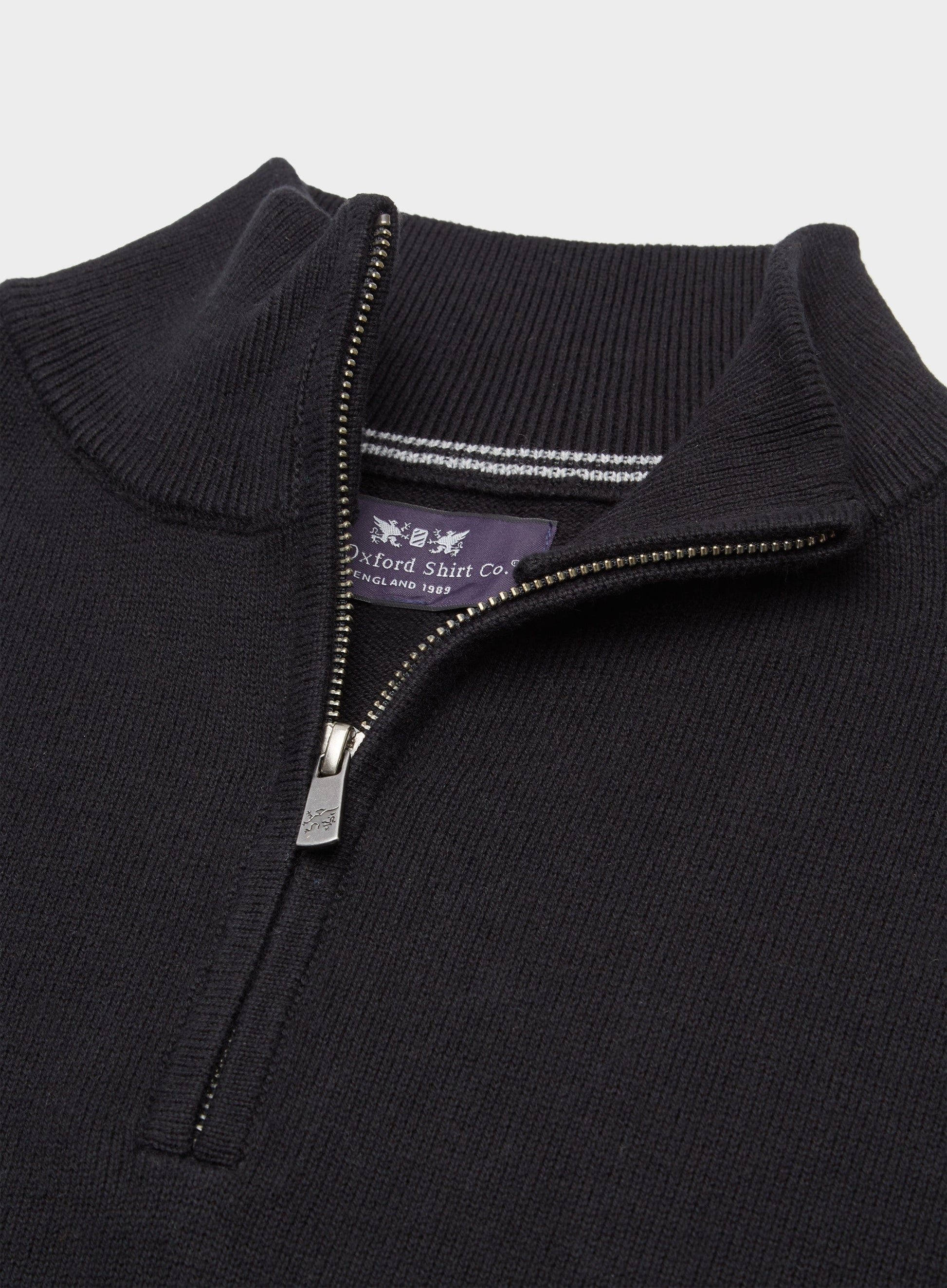 Cotton Cashmere 1/4 Zip in Black