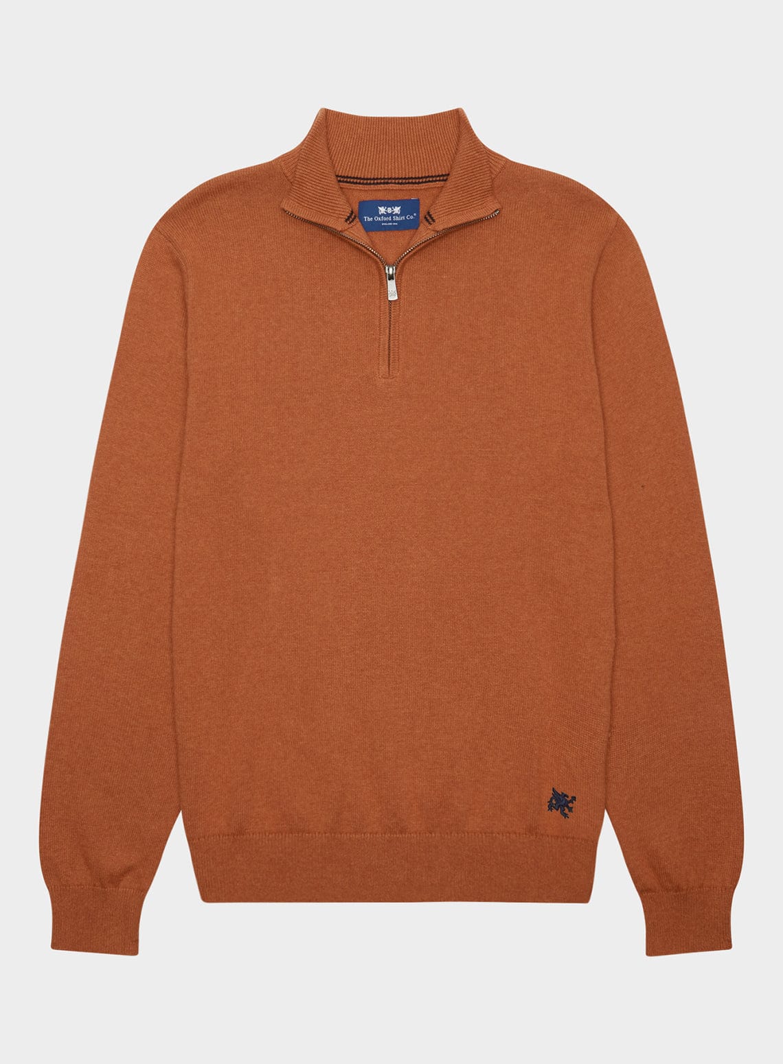 Cotton Cashmere 1/4 Zip in Rust