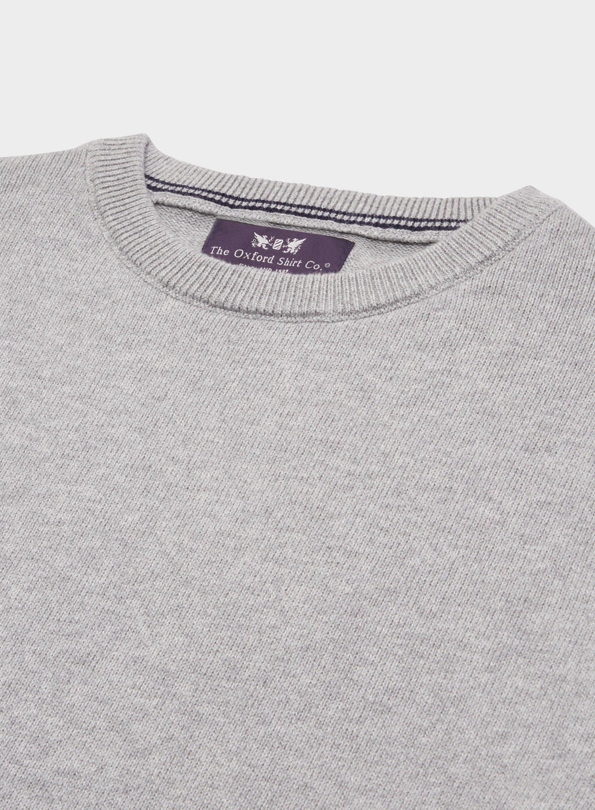 Cotton Cashmere Crew Neck in Grey