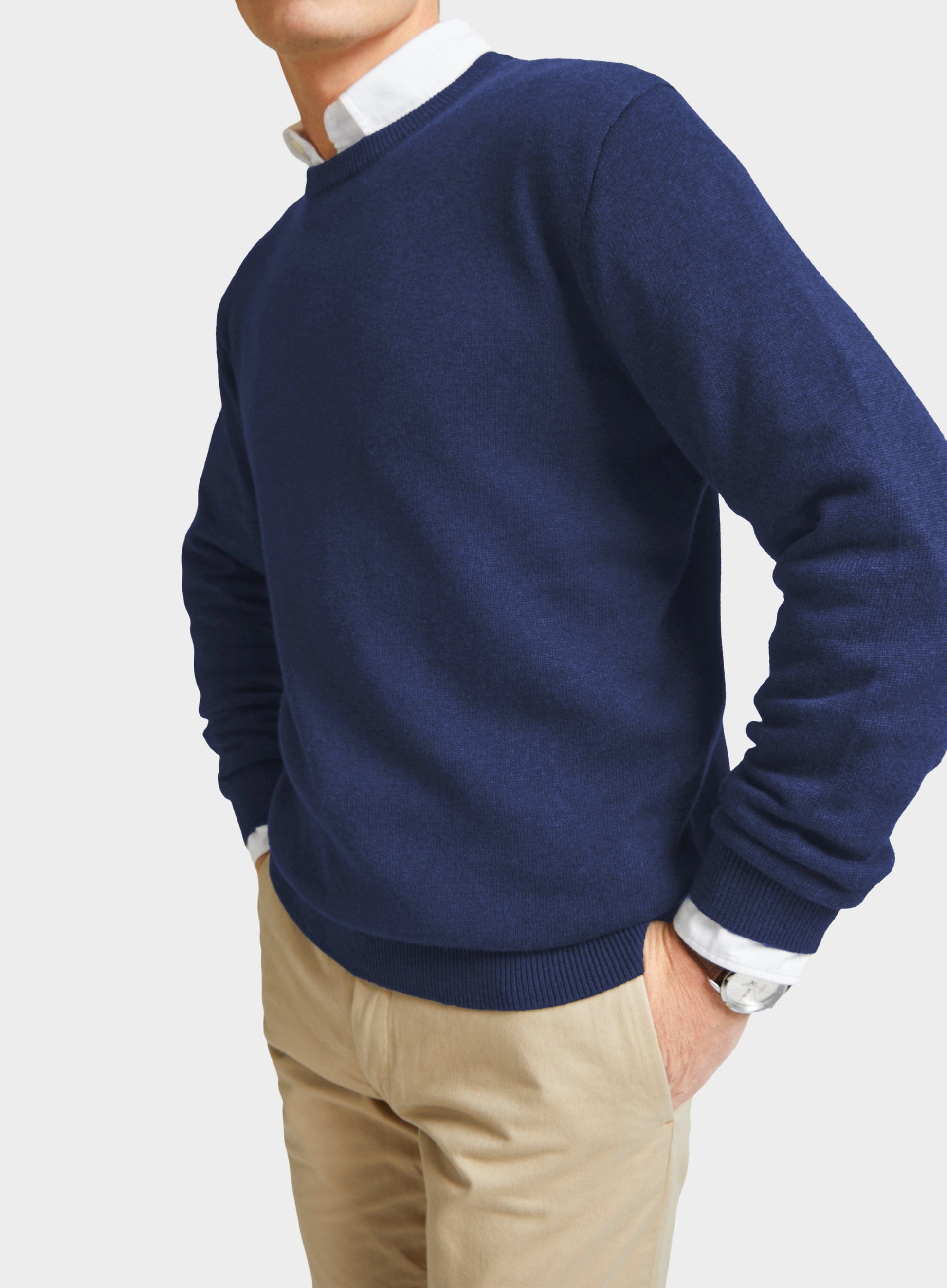 Cotton Cashmere Crew Neck in Midnight