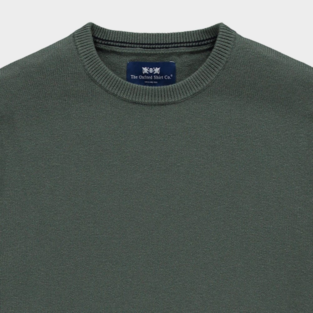 Cotton Cashmere Crew Neck in Moss