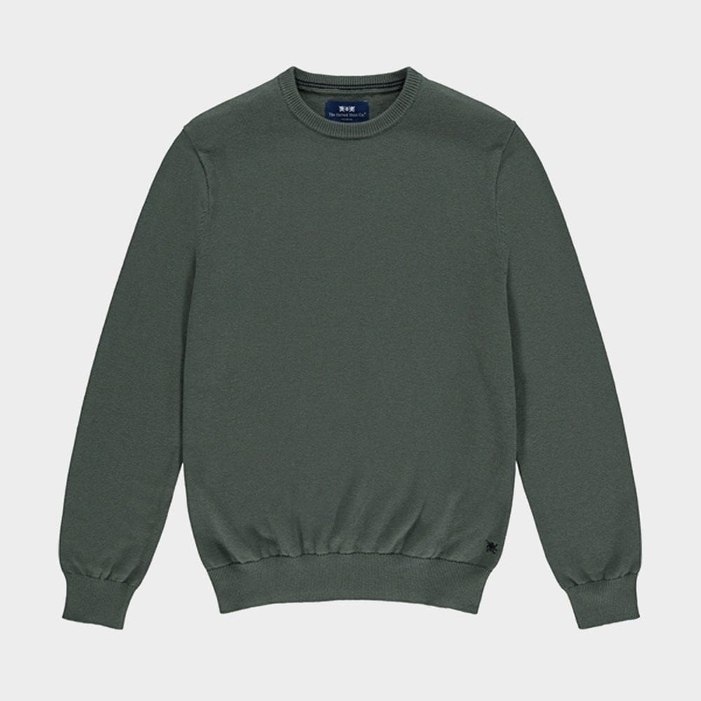 Cotton Cashmere Crew Neck in Moss