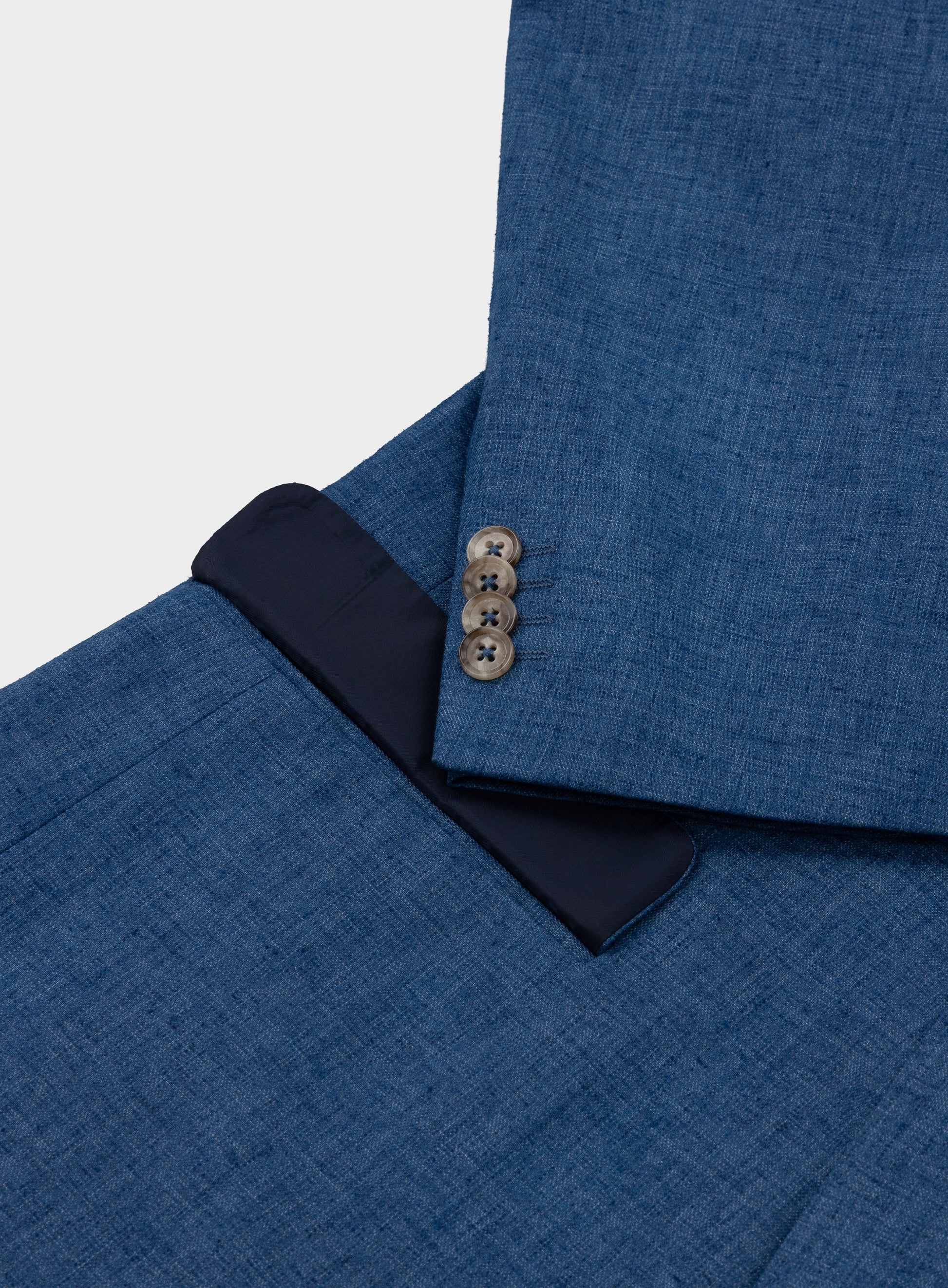 Cotton Linen Blazer - Blue
