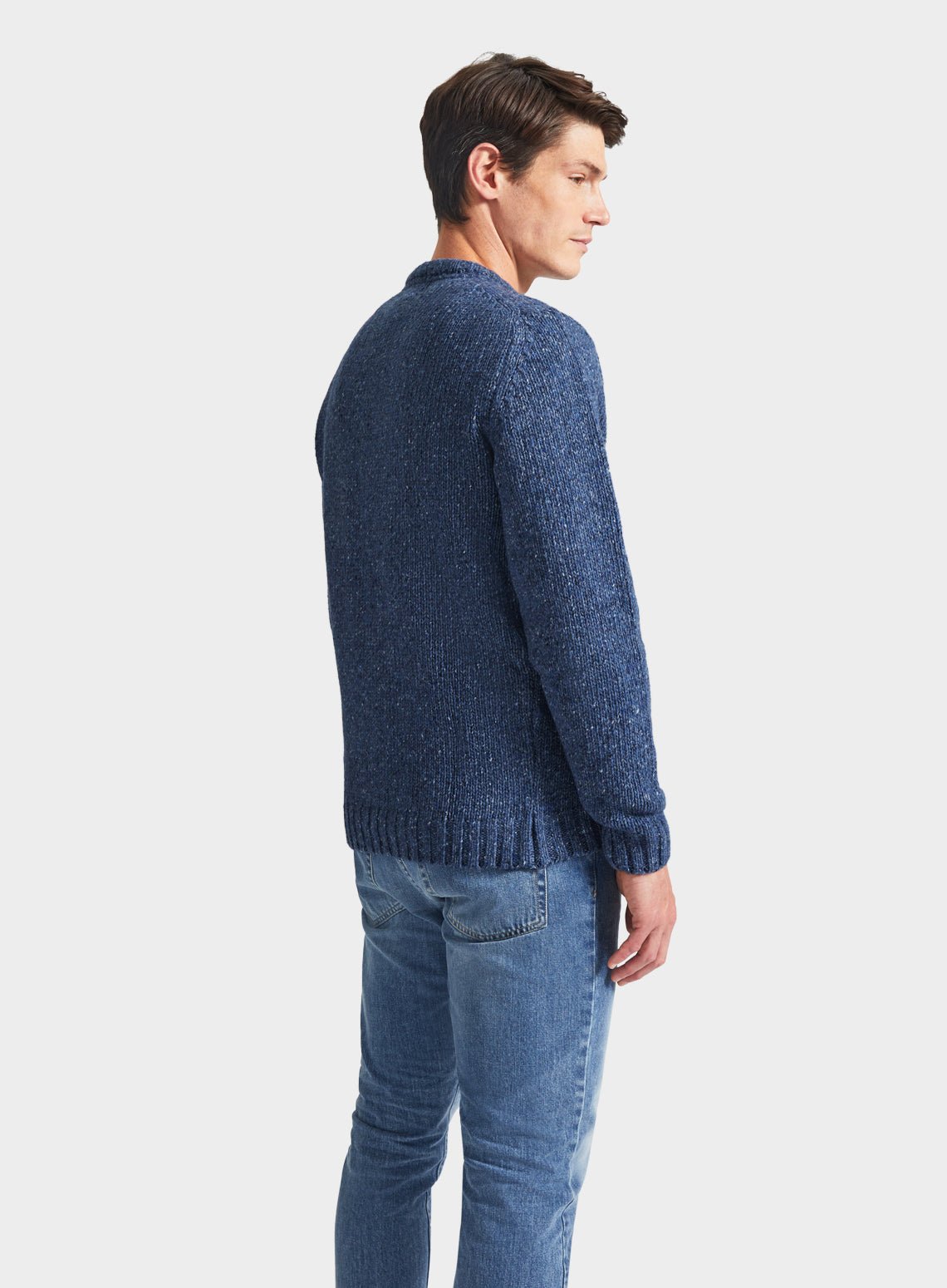 Knitted Neppy Crew Neck - Denim