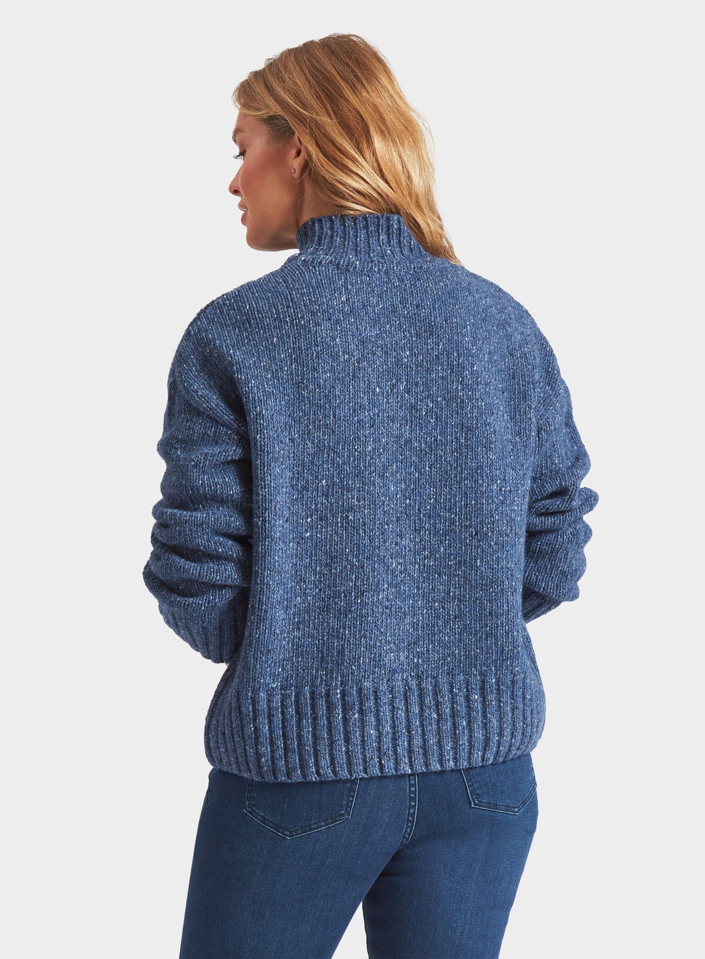 Knitted Neppy Turtle Neck - Denim
