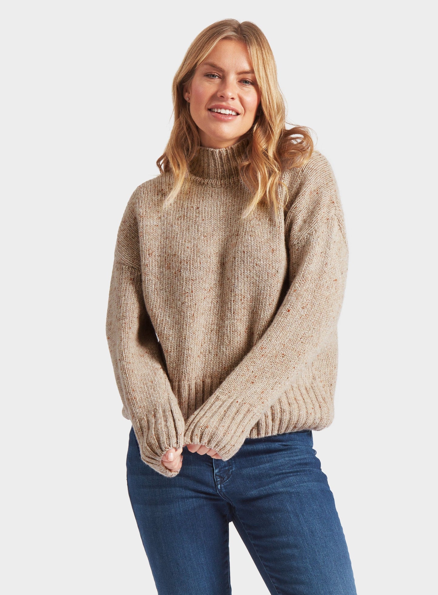 Knitted Neppy Turtle Neck - Oatmeal
