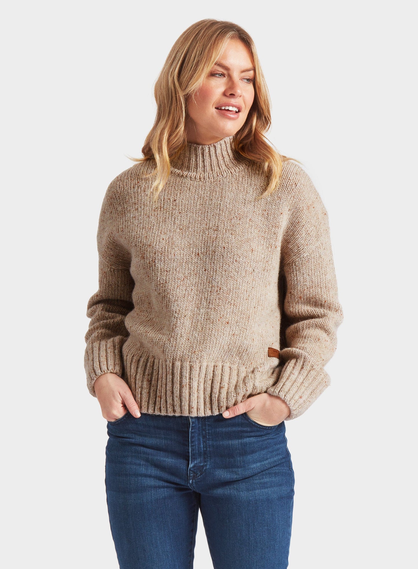 Knitted Neppy Turtle Neck - Oatmeal