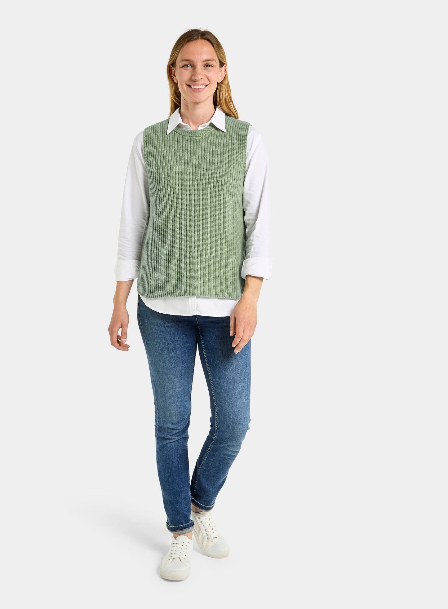 Knitted Rib Vest - Green