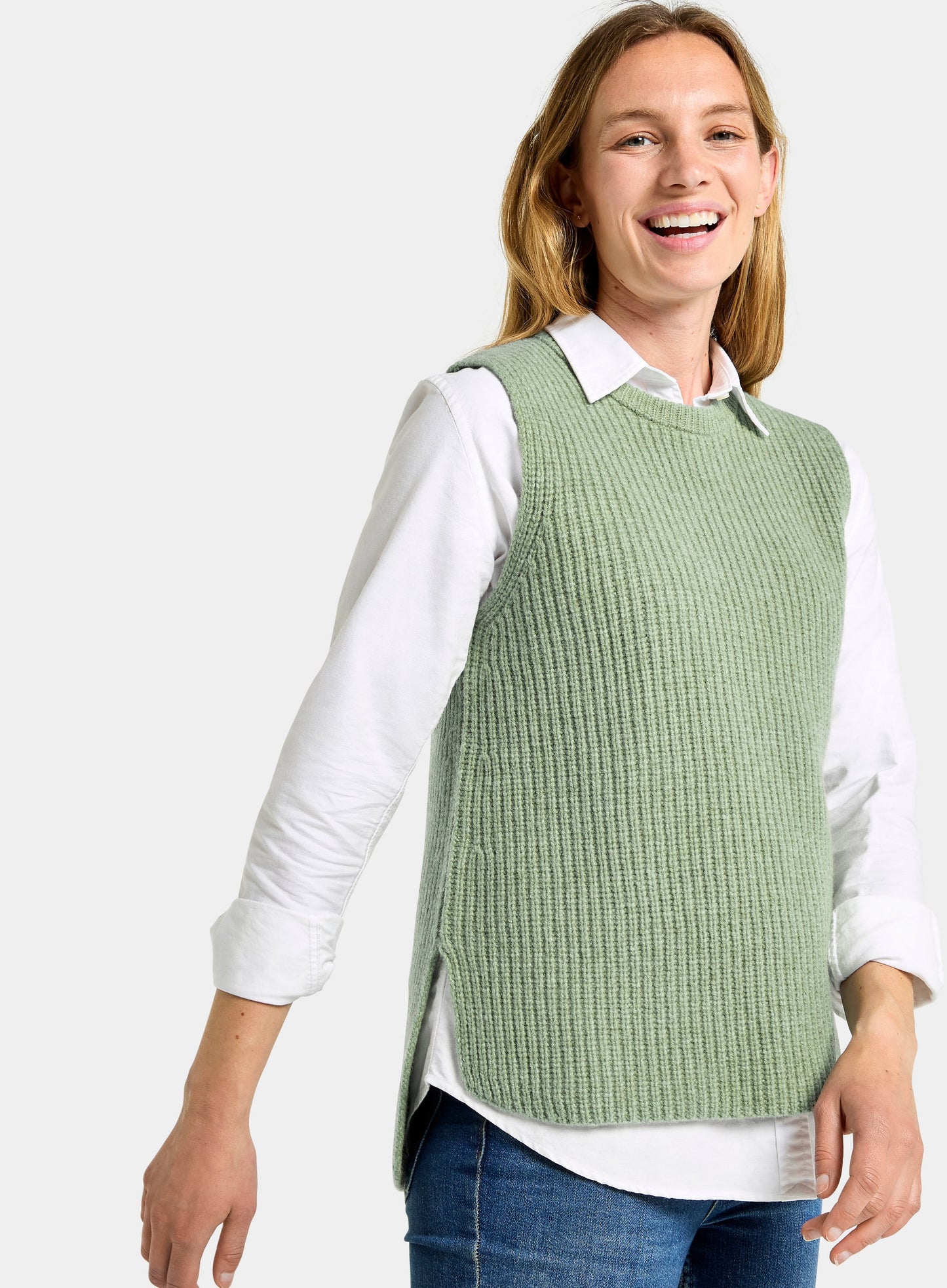Knitted Rib Vest - Green