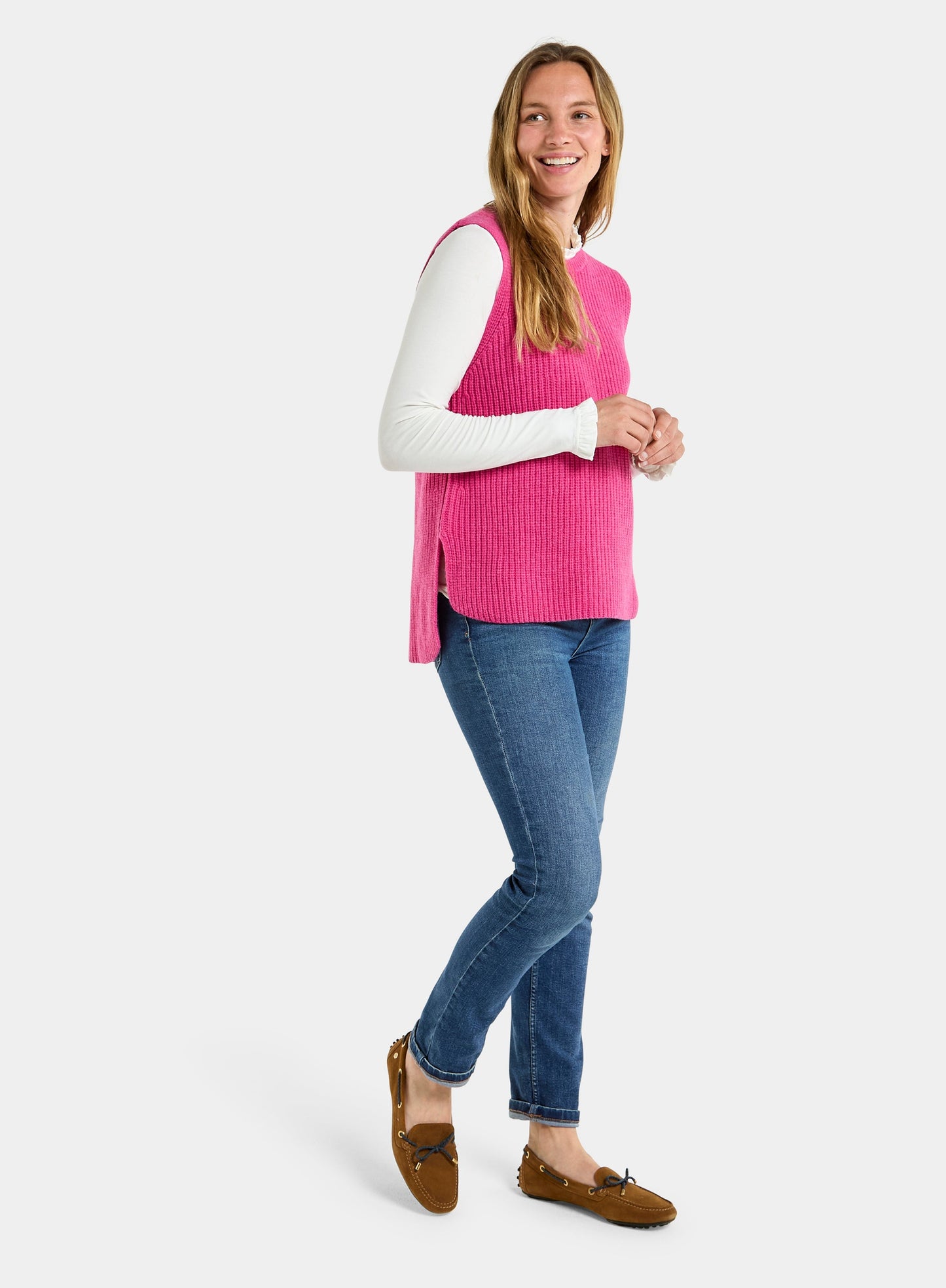 Knitted Rib Vest - Pink
