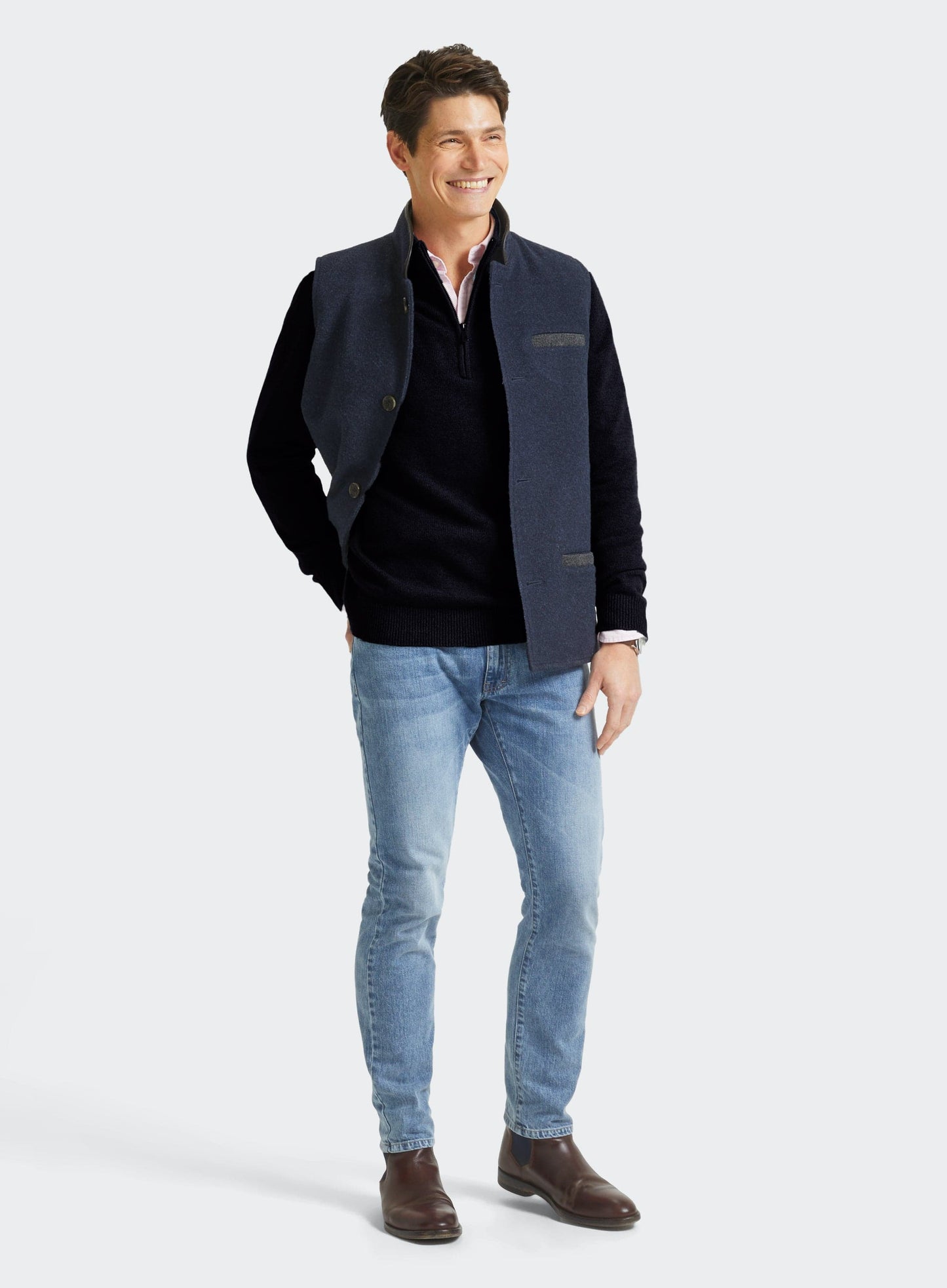 Lambswool 1/4 Zip in Navy