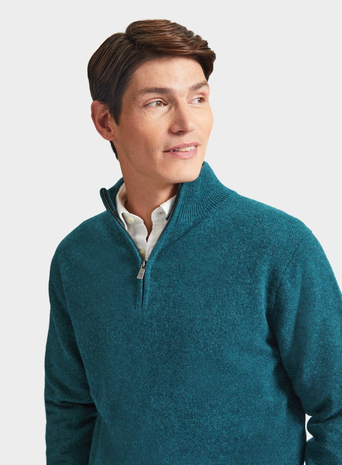Lambswool 1/4 Zip in Petrol