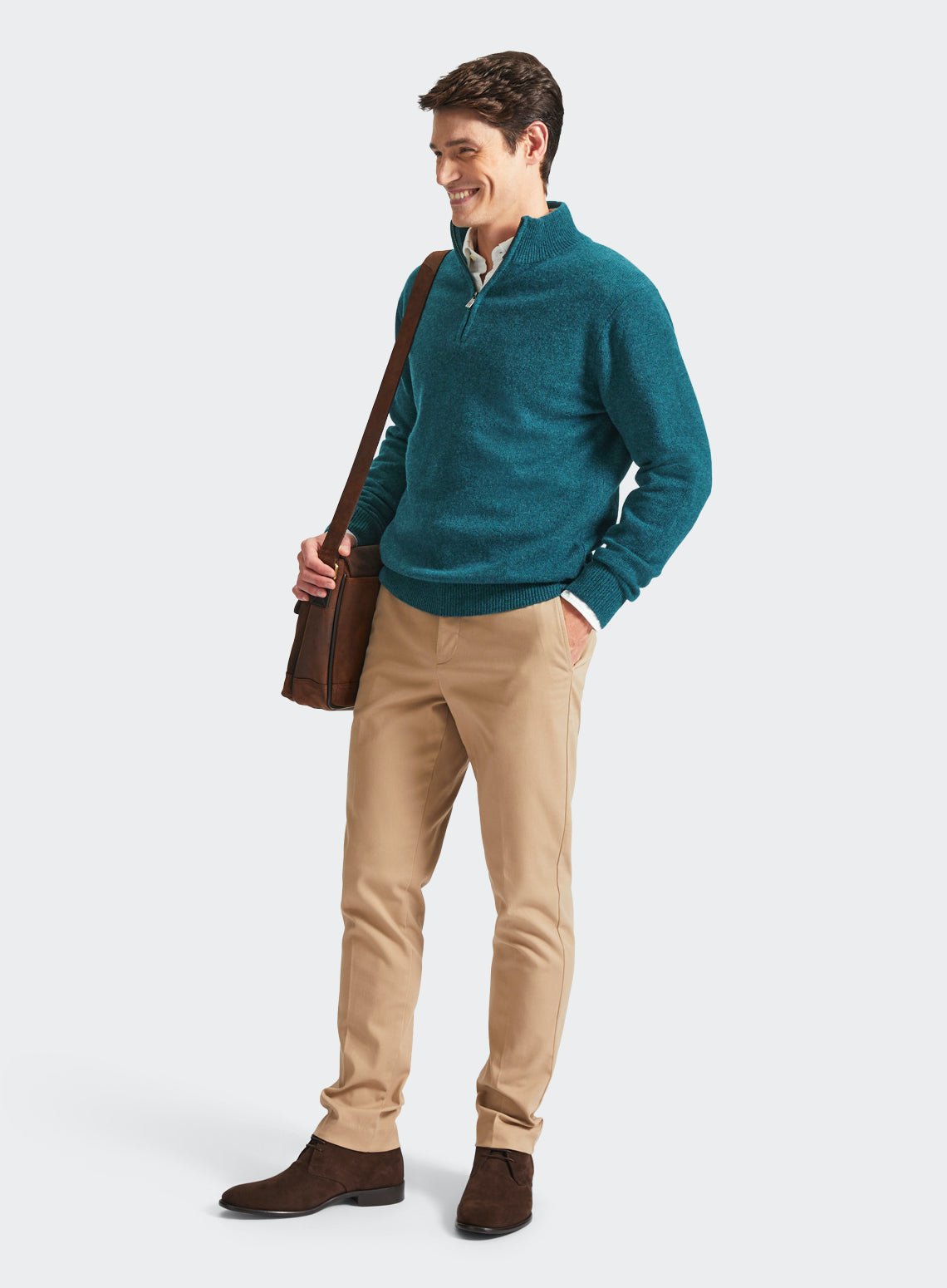 Lambswool 1/4 Zip in Petrol