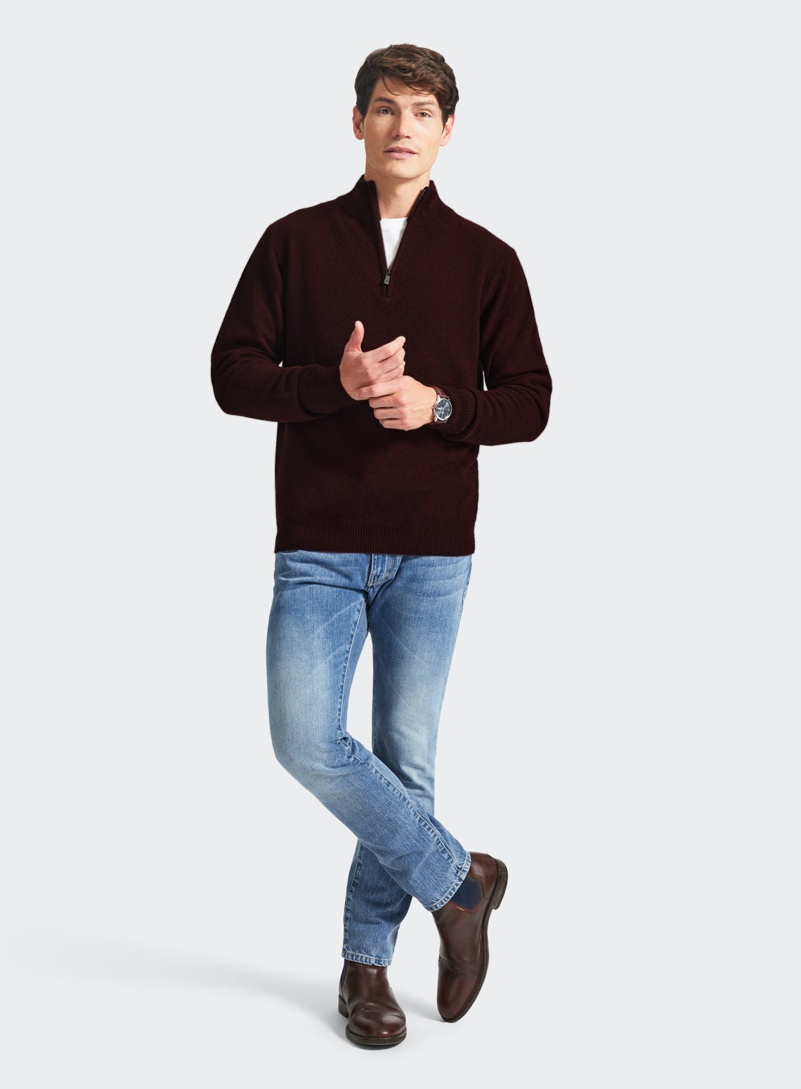 Lambswool 1/4 Zip in Red