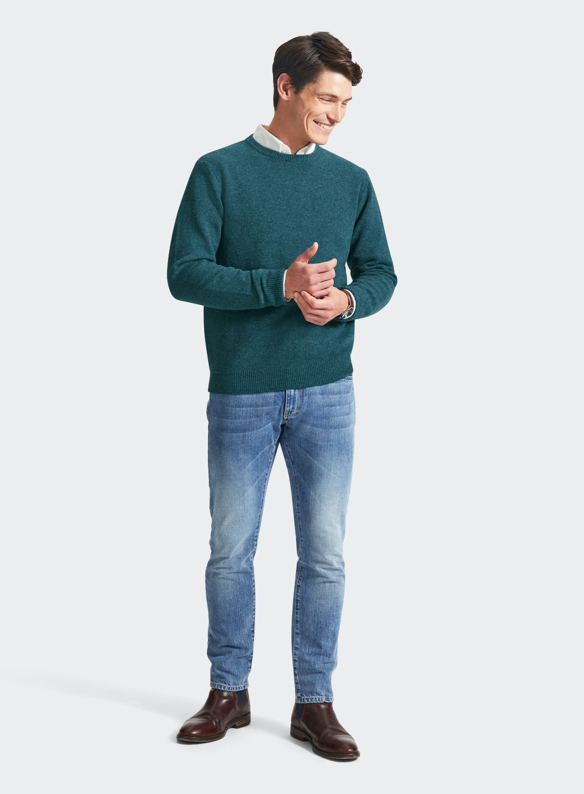 Lambswool Crew Neck in Petrol