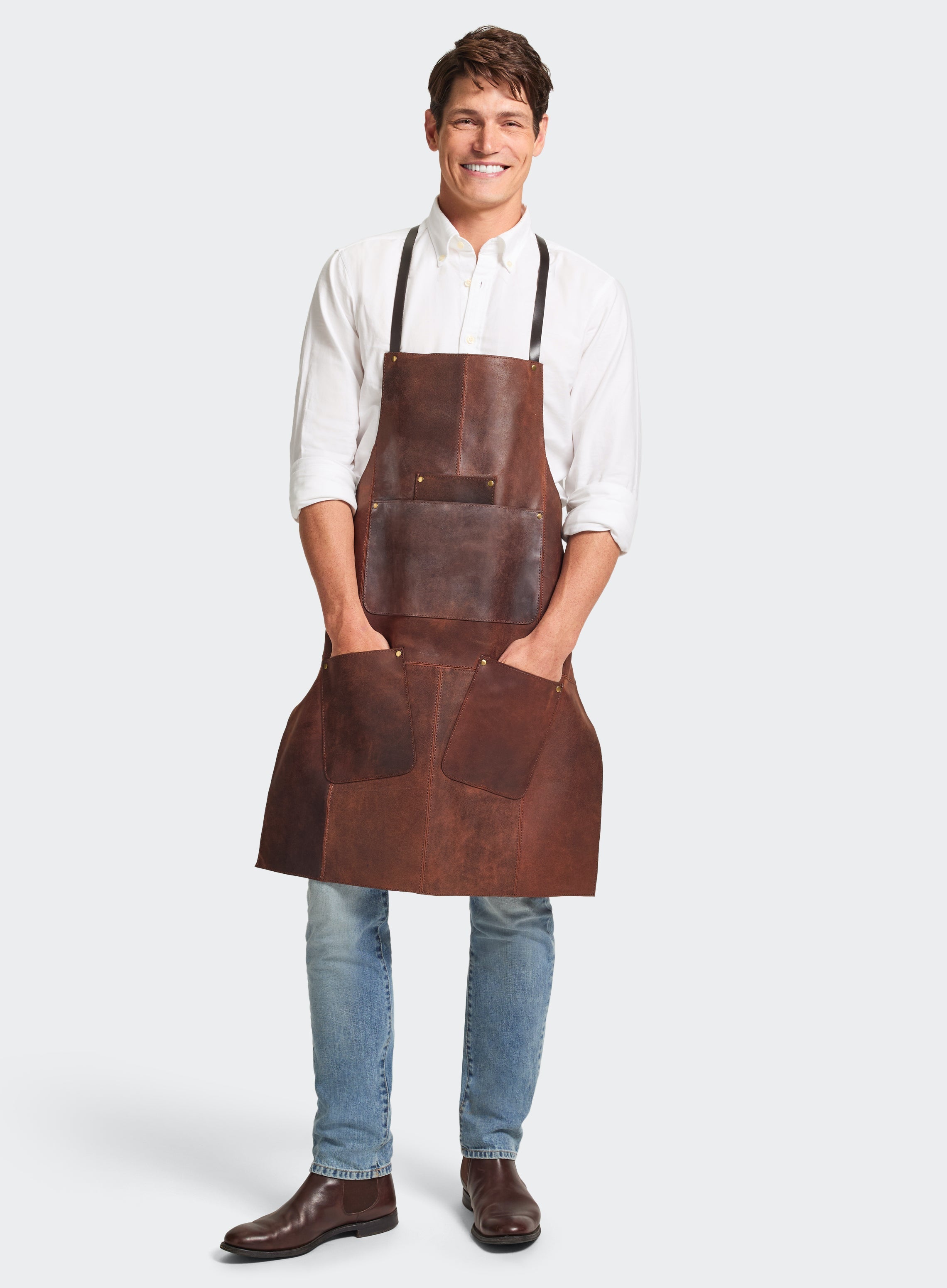 Lincoln Leather Apron in Brown - Oxford Shirt Co.