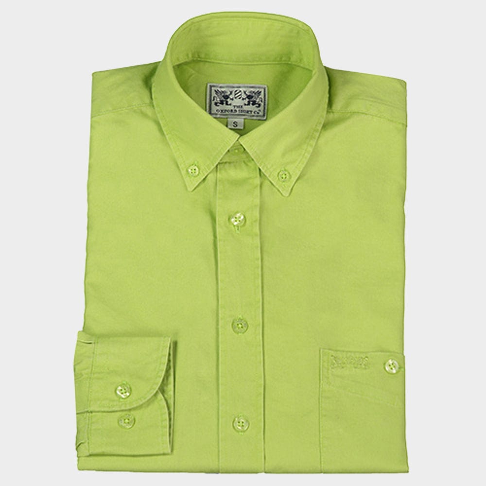 Mens Long Sleeved Weekender Shirt in Lime - Oxford Shirt Co. Mens Long Sleeved Weekender Shirt in Lime - Oxford Shirt Co.