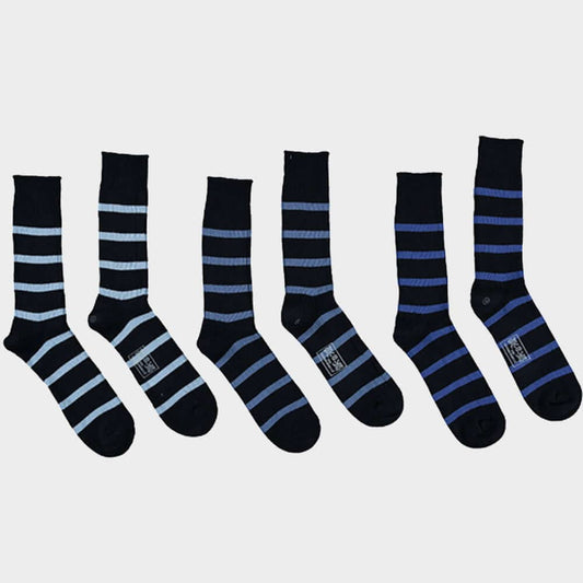 Men’s 3 pack of socks in Blue Stripes.