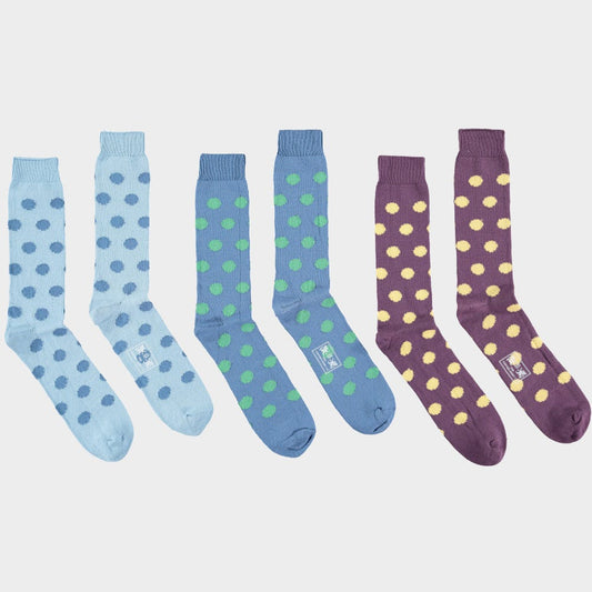 Men’s 3 pack of socks in Pastel Spots.