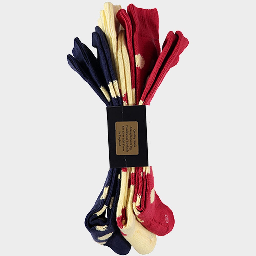 Men’s 3 pack of socks in Yellow Spots.