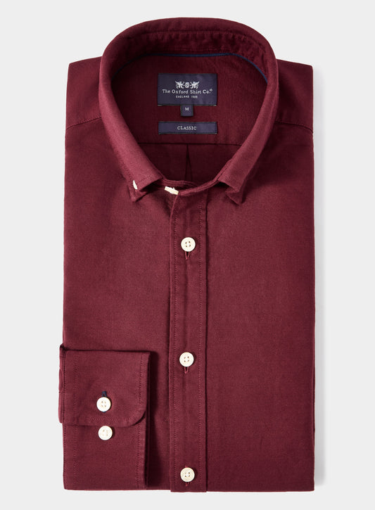 Men’s button-down Oxford shirt in Burgundy.
