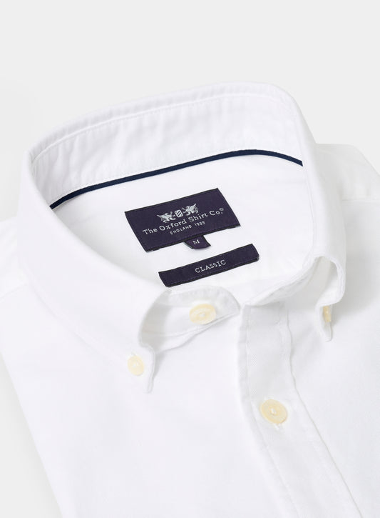 Men’s button-down Oxford shirt in White.