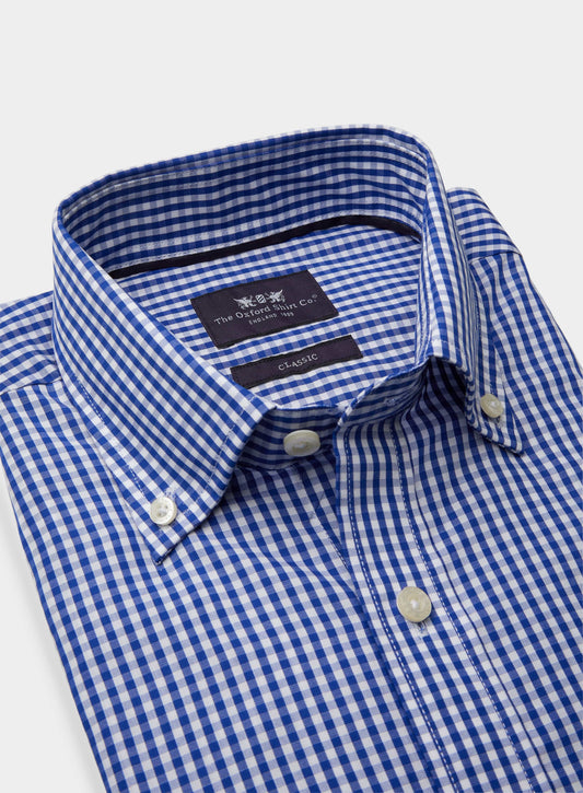 Men’s button-down shirt in Navy Gingham.