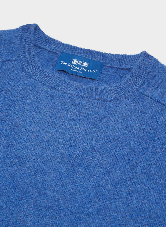 Men’s cashmere crew neck jumper in Denim.