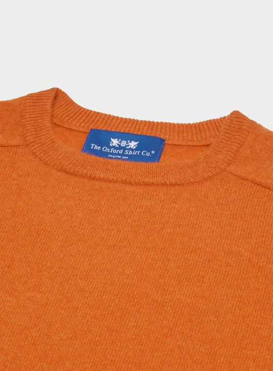 Men’s cashmere crew neck jumper in Rust.