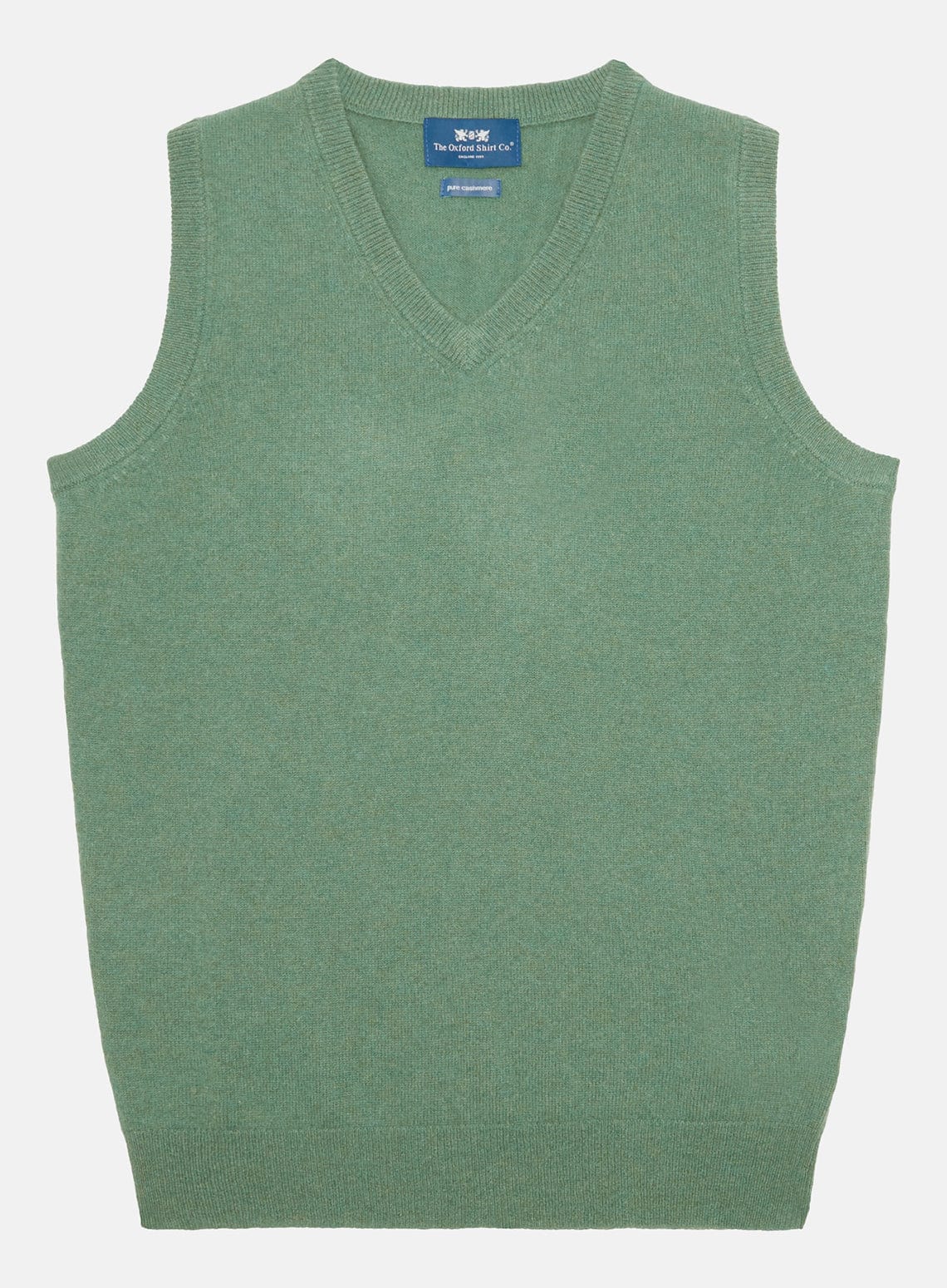 Men’s cashmere sleeveless vest in Green.