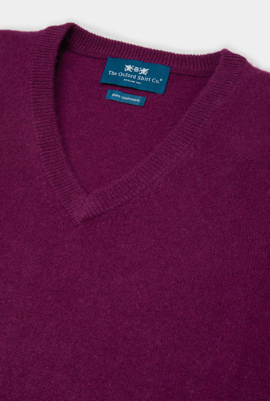 Men’s cashmere sleeveless vest in Raspberry.
