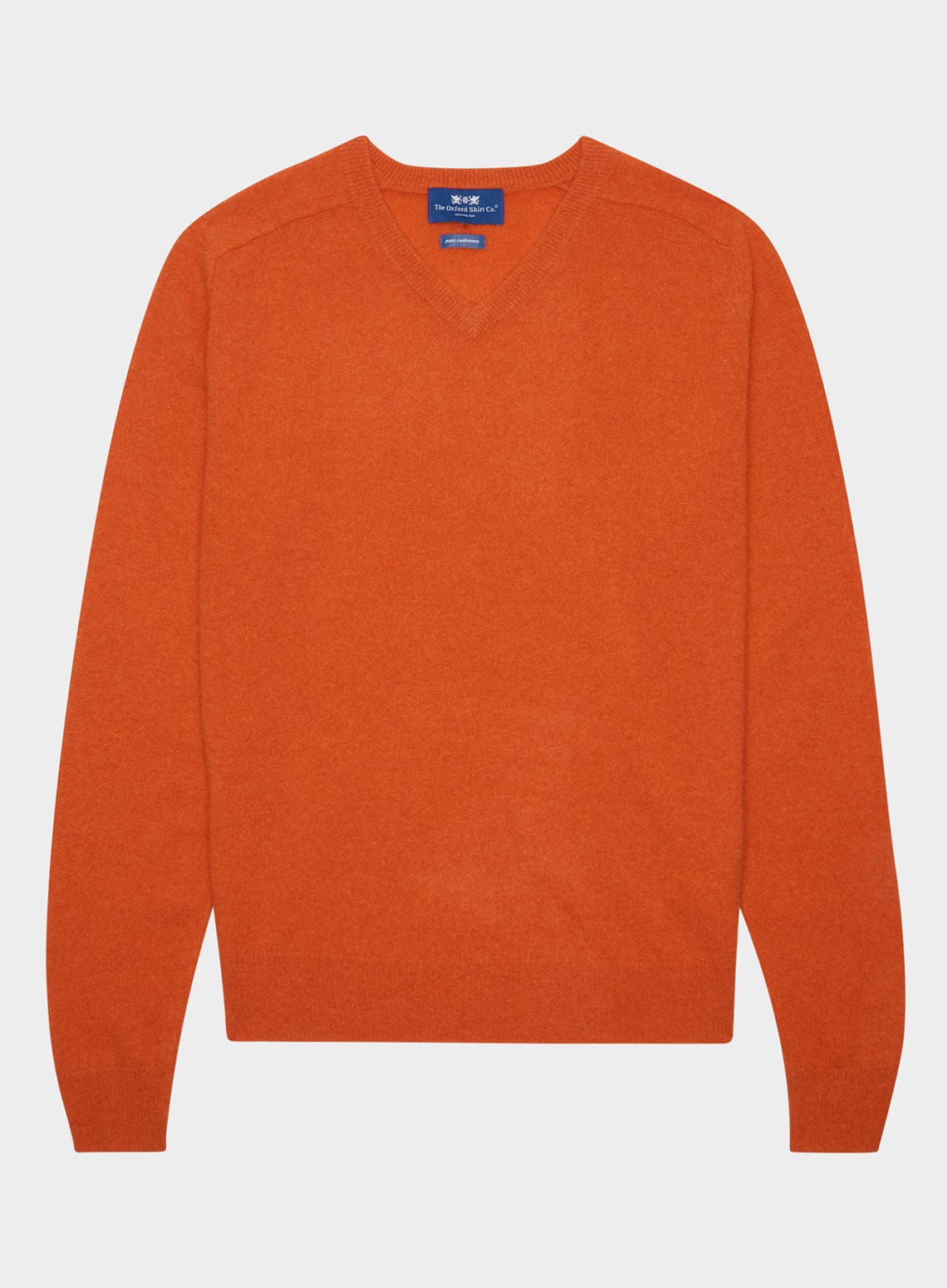 Men’s cashmere v neck jumper in Rust.