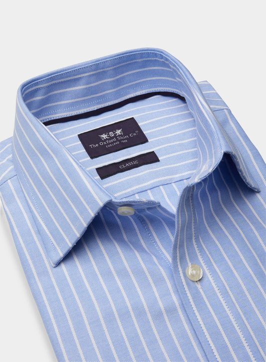 Men’s classic shirt in Blue and White Stripe.