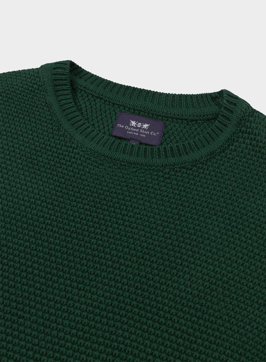 Men’s cotton blackberry crew neck jumper in Green.