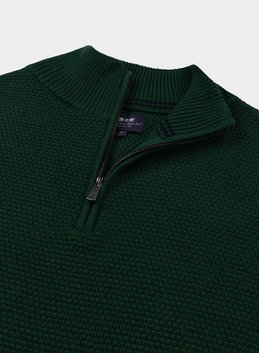 Men’s cotton blackberry quarter zip jumper in Green.