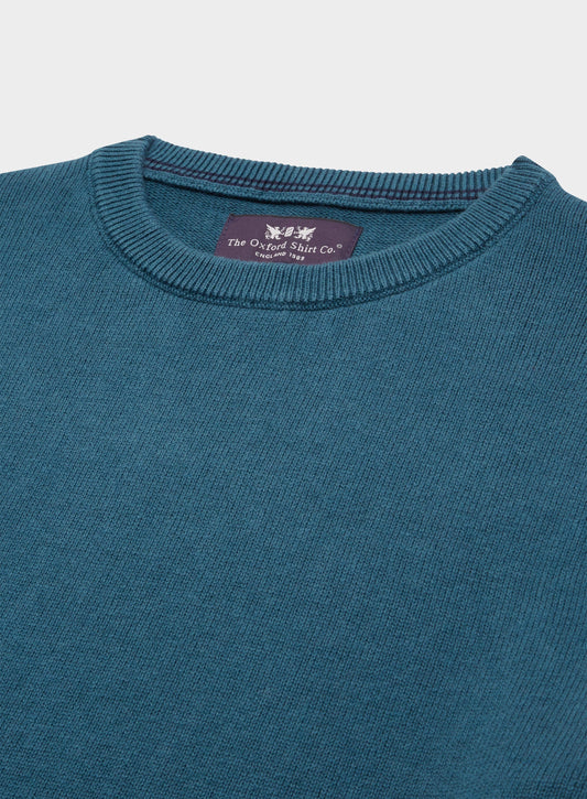 Men’s cotton cashmere crew neck jumper in Green.
