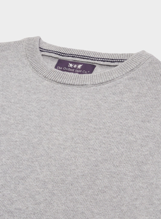 Men’s cotton cashmere crew neck jumper in Grey.