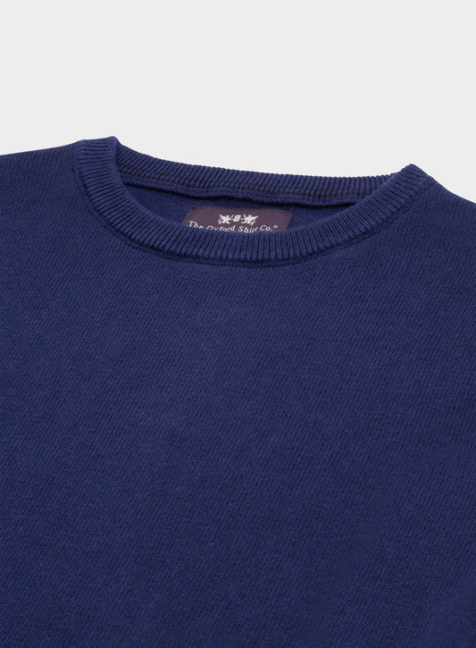 Men’s cotton cashmere crew neck jumper in Midnight.