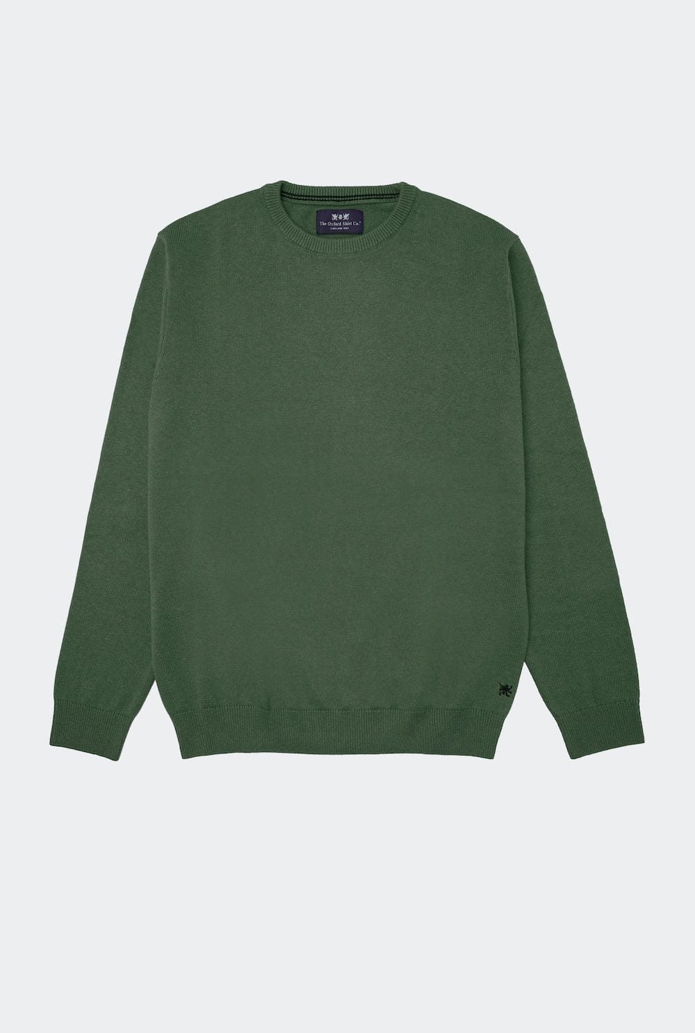Men’s cotton cashmere crew neck jumper in Pea Green.