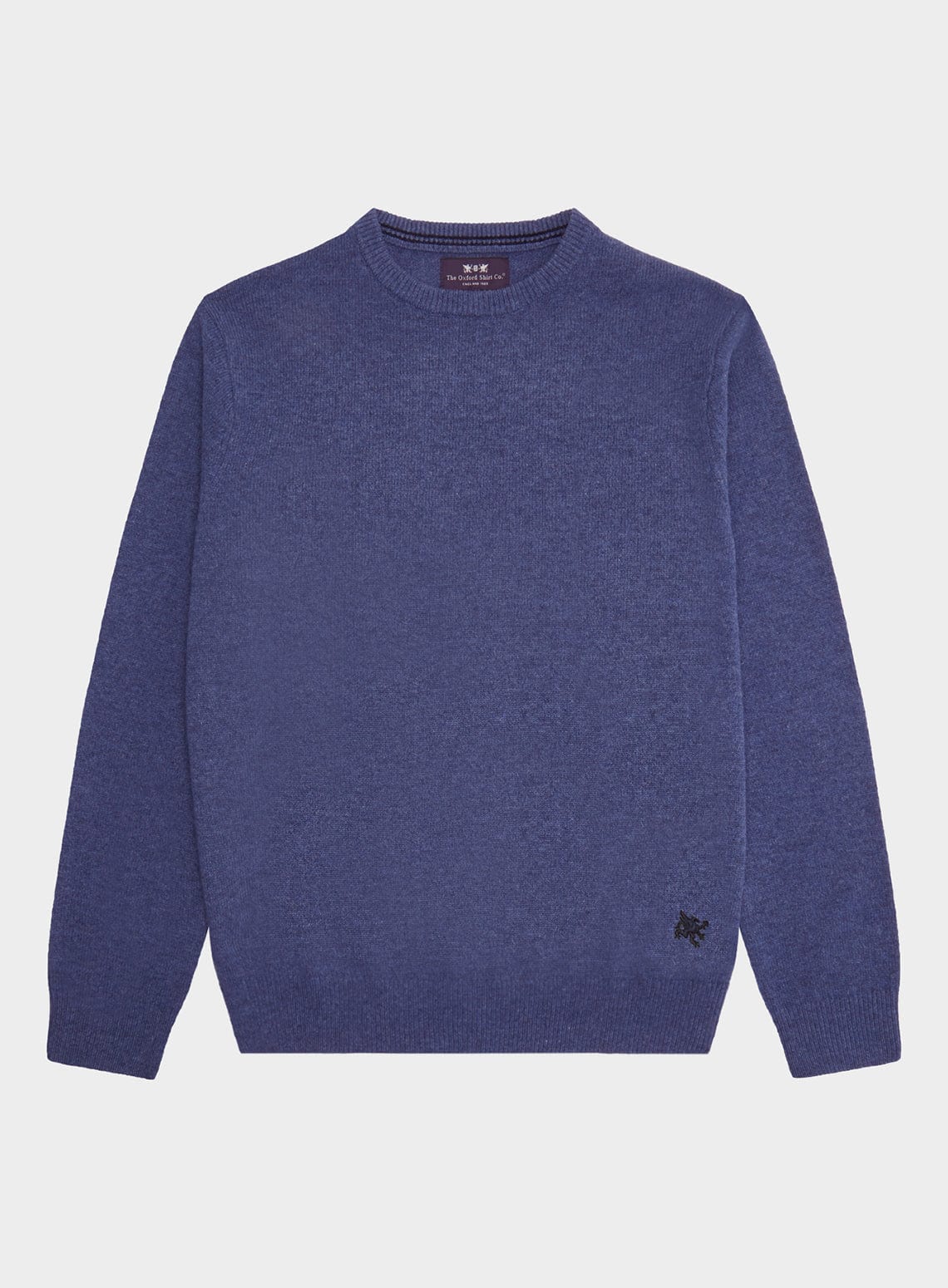 Men’s lambswool crew neck jumper in Denim.