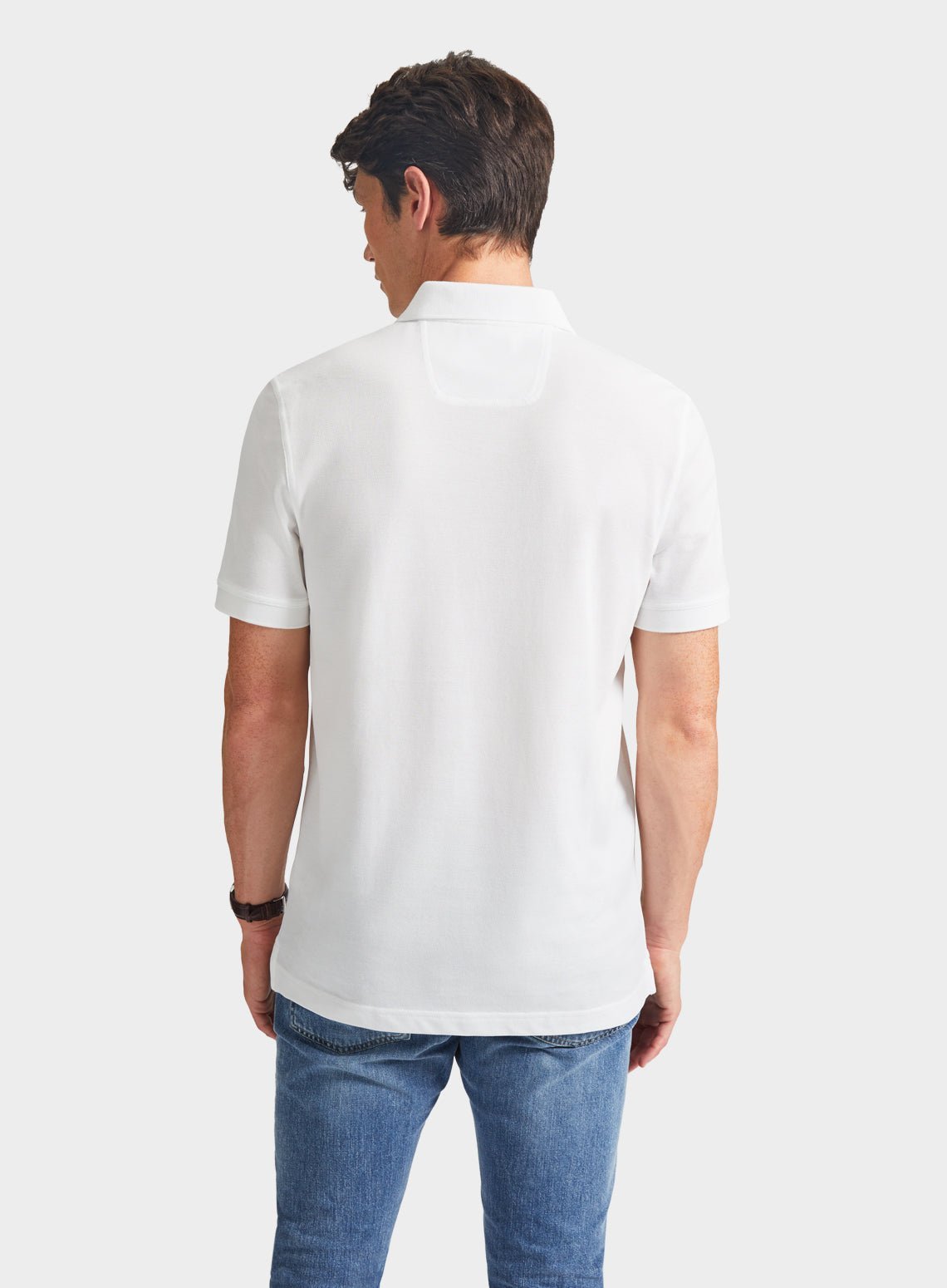 Men’s pique polo shirt in White.