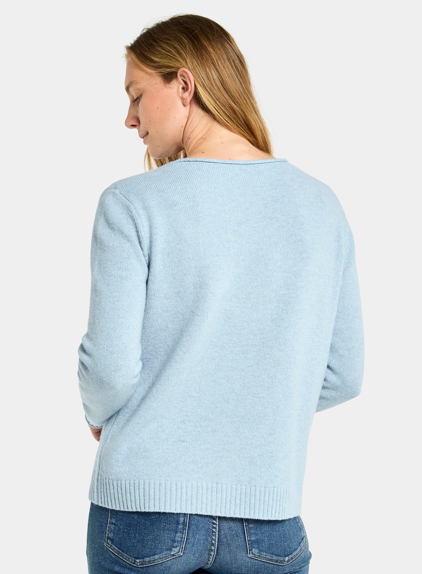 Roll Edge Neck Jumper - Blue