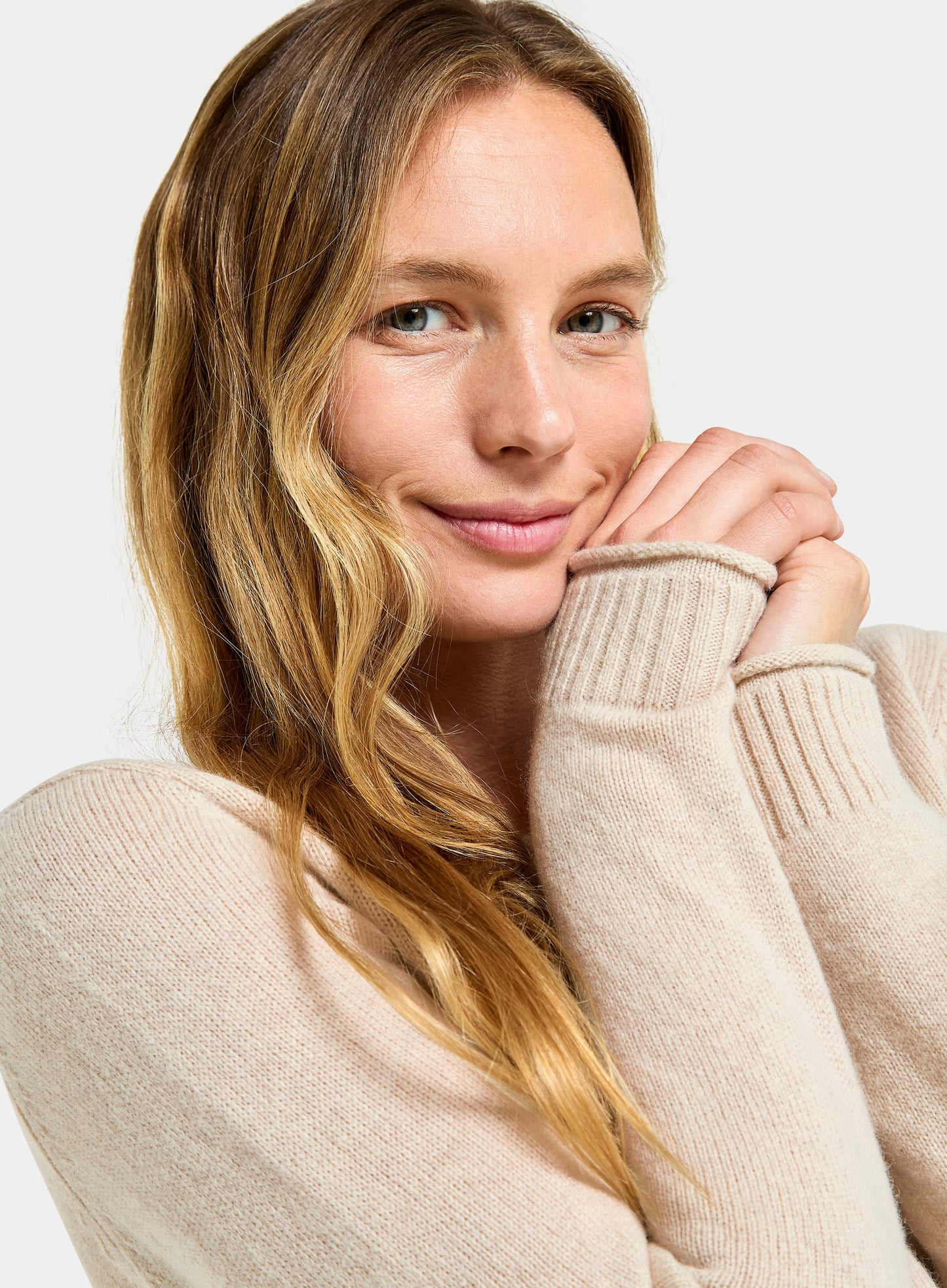 Roll Edge Neck Jumper - Cream