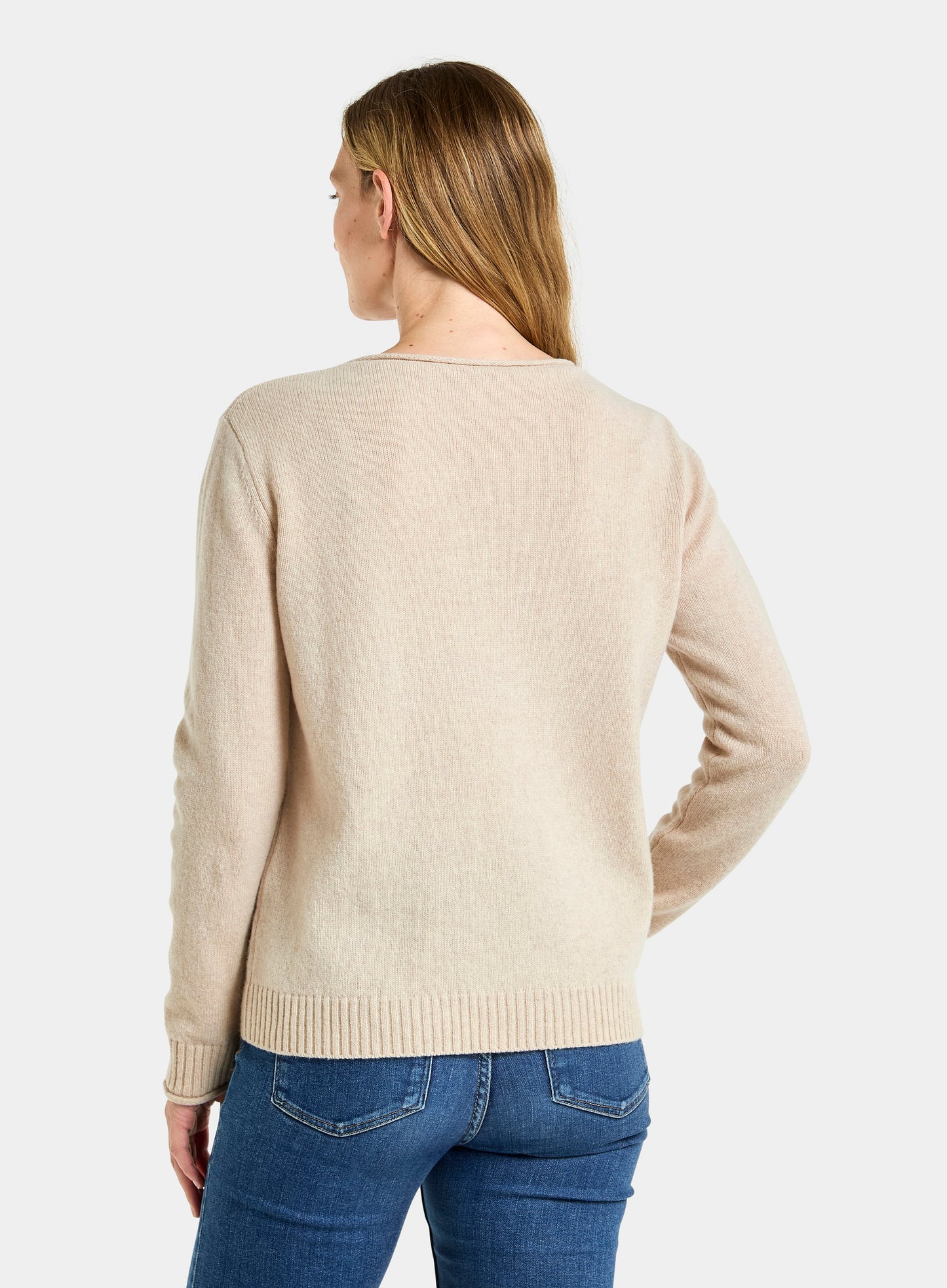 Roll Edge Neck Jumper - Cream
