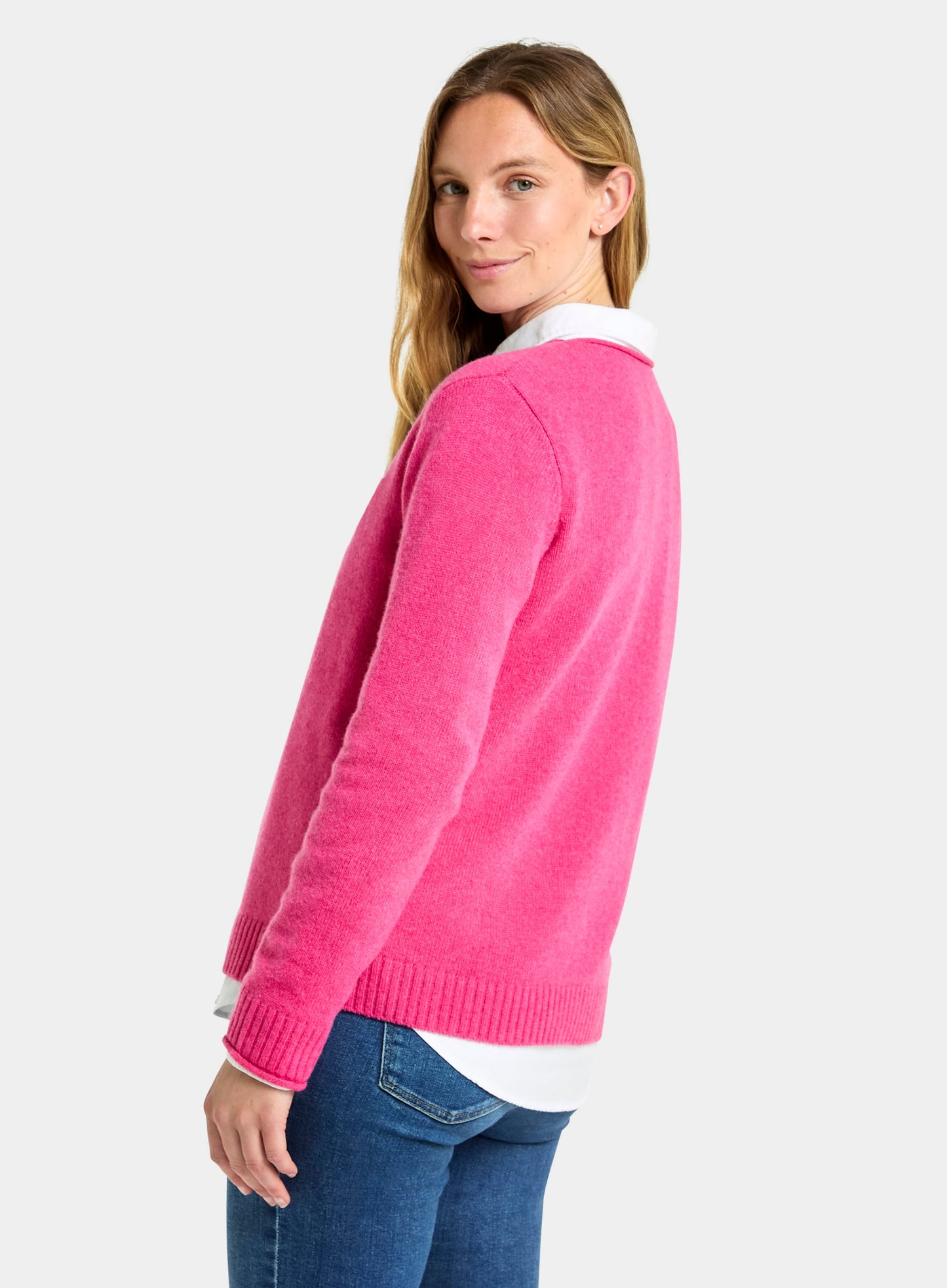 Roll Edge Neck Jumper - Pink