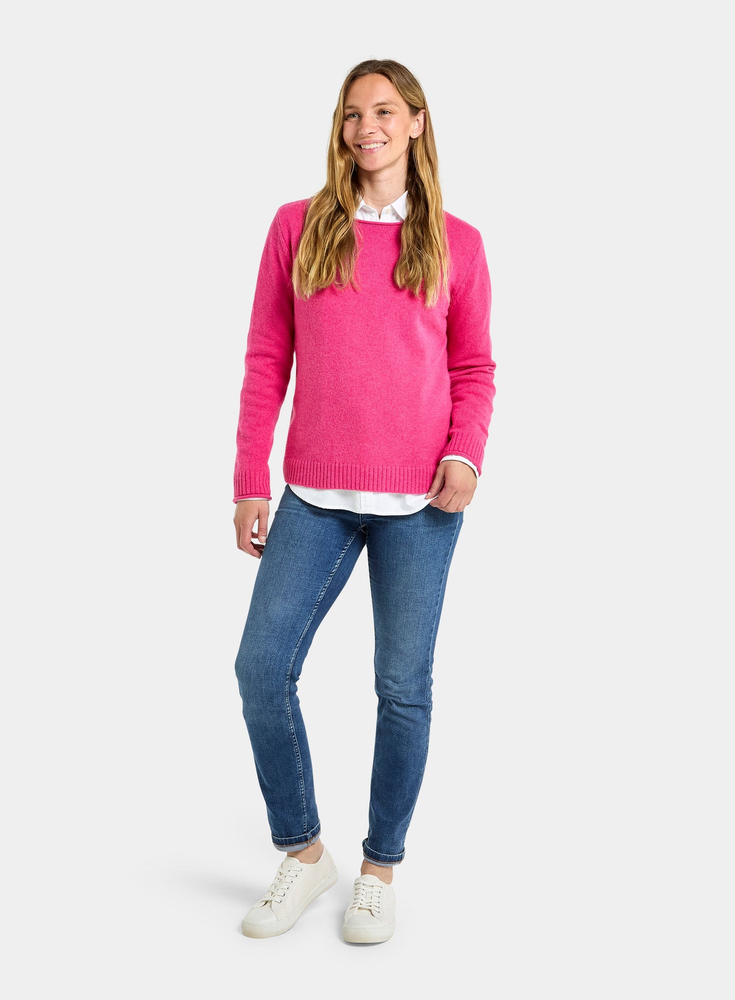 Roll Edge Neck Jumper - Pink