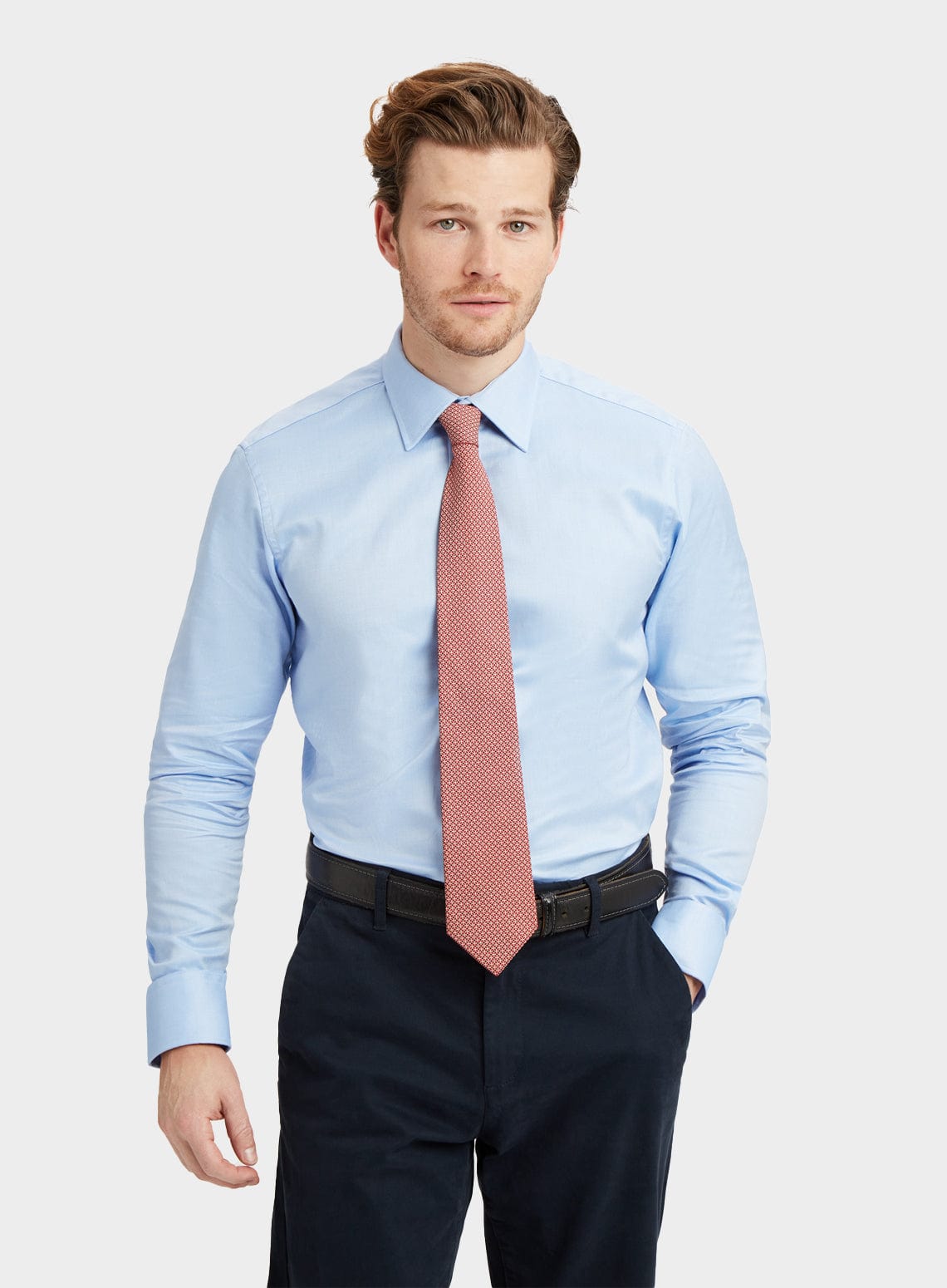 Mens Twill Shirt in Blue Oxford Shirt - Main Image